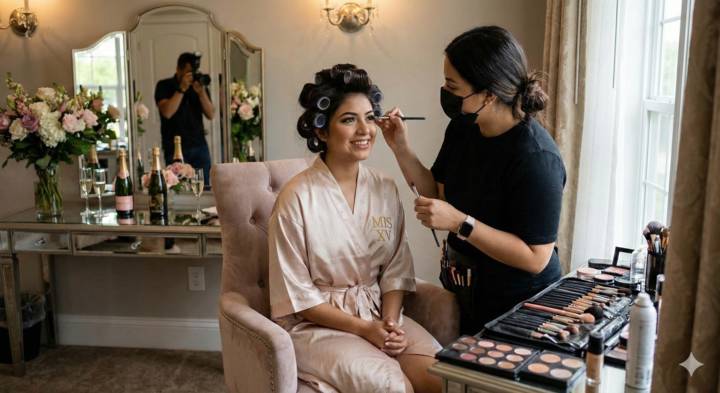 Sesión de maquillaje para fiesta de XV años 