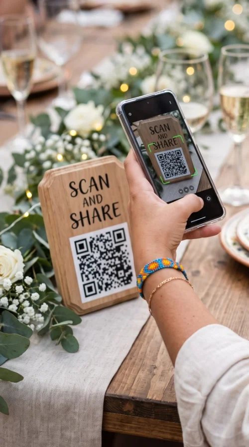 Escanea el QR en la fiesta, boda, quinceañera