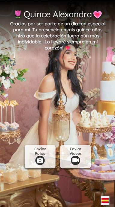 Todas las fotos y videos de tu celebración de quince o quinceañera capturados desde un código QR.