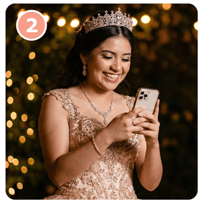 Cellebrate quinceañera party and collect all photos and videos from a QR code and online gallery